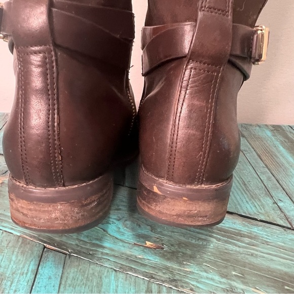 Michael Kors Arley Leather Riding Boots Dark Chocolate Size 7.5 - Picture 11 of 16